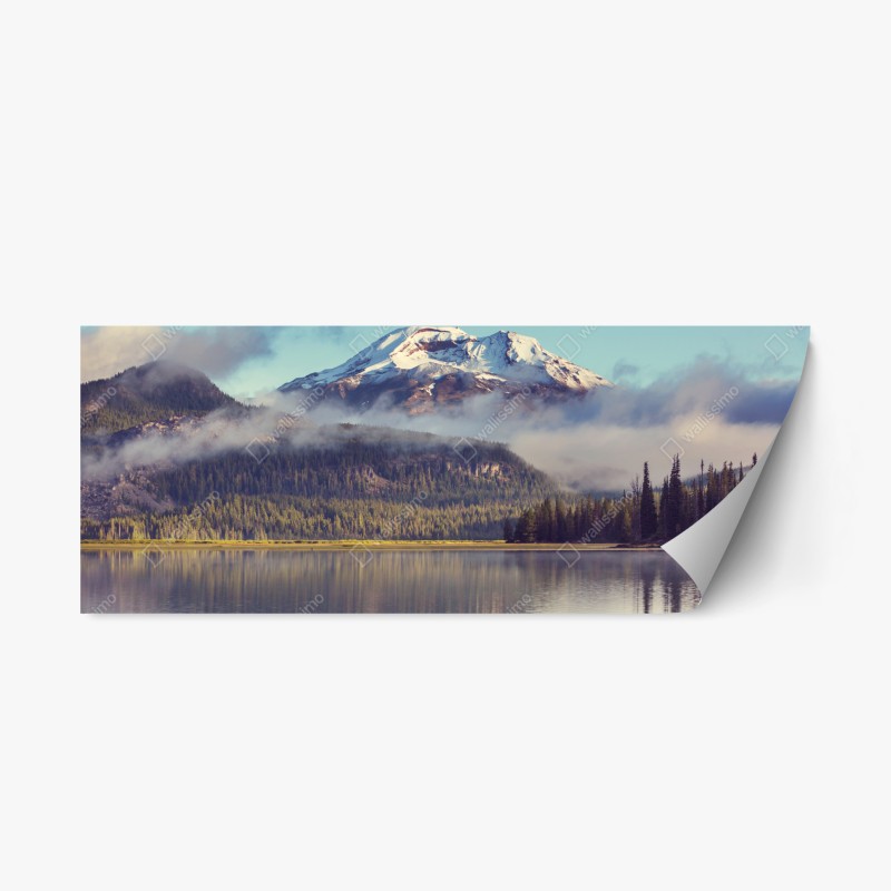 Adesivo riposizionabile riflessi mattutini sul lago di montagna, Oregon