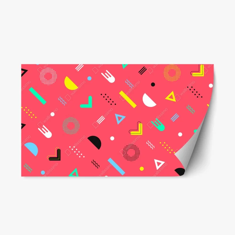 Adesivo riposizionabile motivo geometrico vivace anni '80