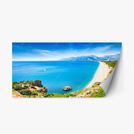 Adesivo riposizionabile vista panoramica costiera di Konyaalti, Antalya • Wallissimo®