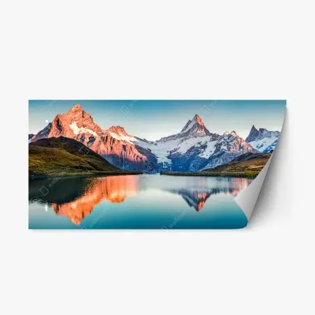 Adesivo riposizionabile tramonto alpino sul Bachalpsee • Wallissimo®