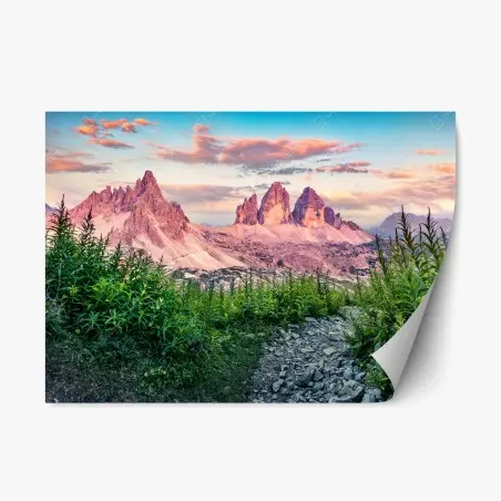 Adesivo riposizionabile tramonto sulle Tre Cime di Lavaredo • Wallissimo®