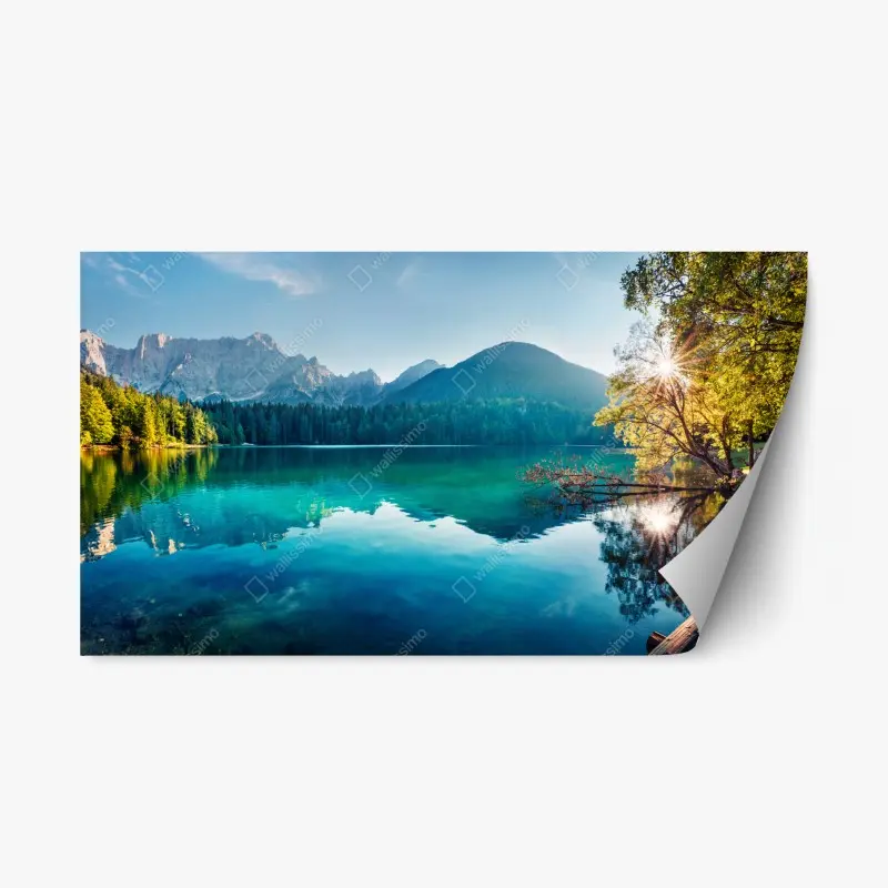 Adesivo riposizionabile panorama sereno del Lago di Fusine