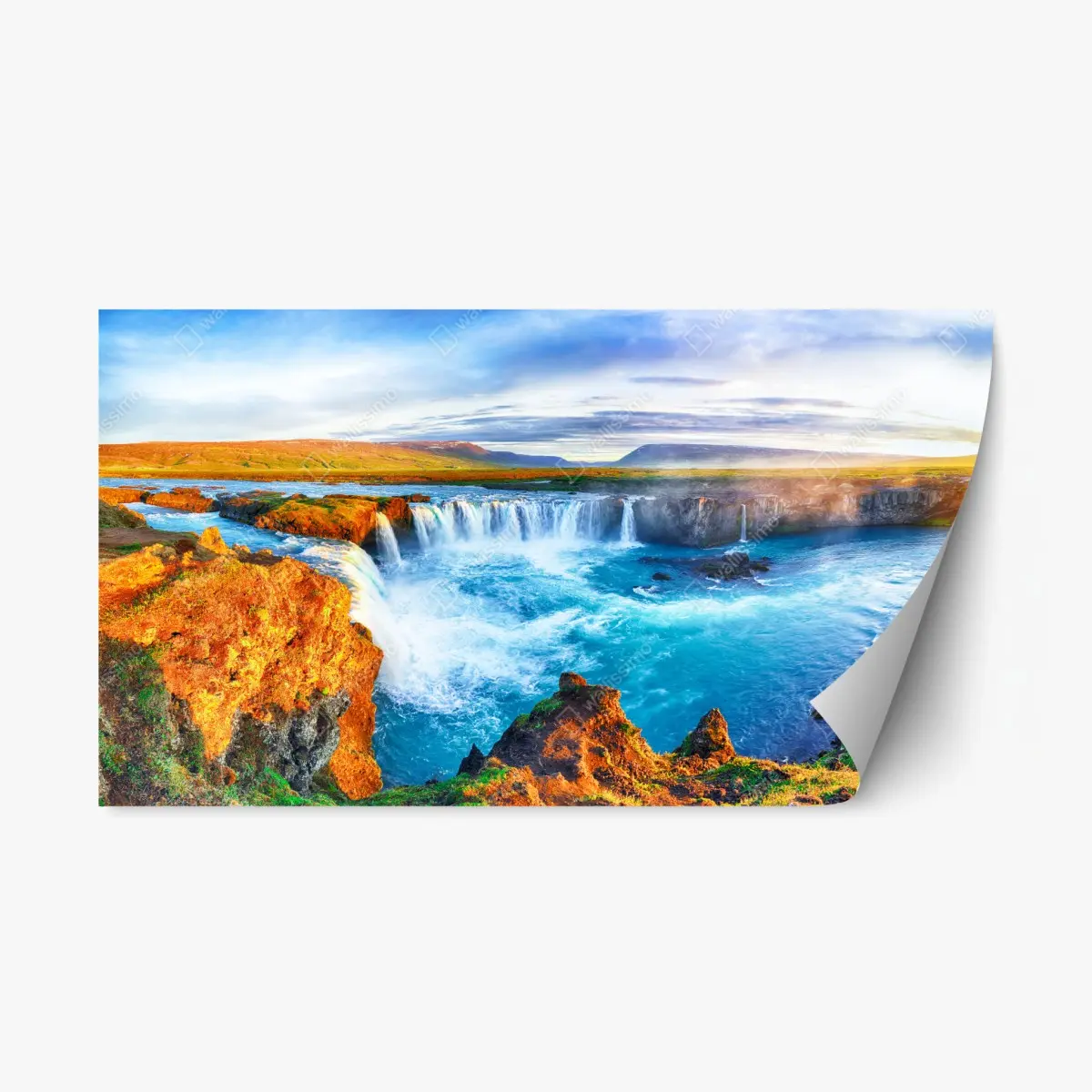 Adesivo riposizionabile cascata spettacolare di Godafoss, Islanda • Wallissimo®