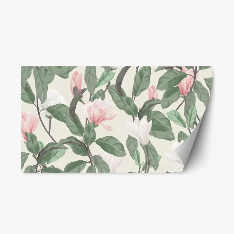Adesivo riposizionabile motivo floreale di magnolia anice in toni pastello