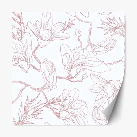 Adesivo riposizionabile motivo di magnolie su sfondo tenue • Wallissimo®