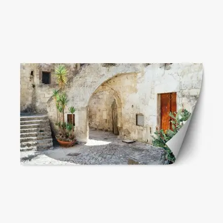 Adesivo riposizionabile angolo mediterraneo in pietra • Wallissimo®