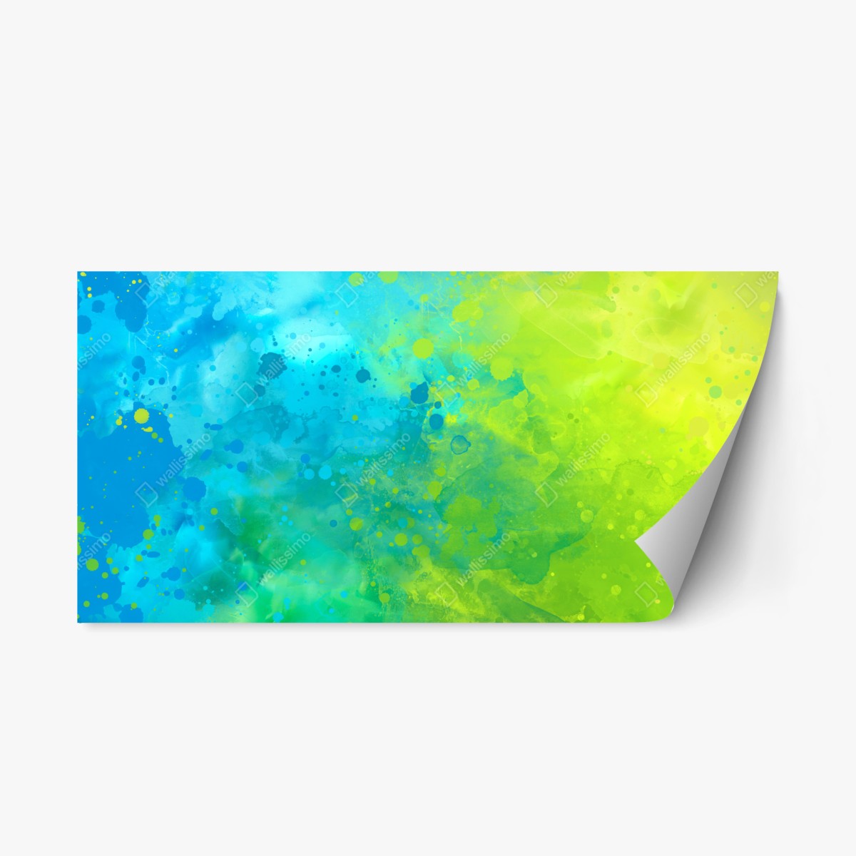Adesivo riposizionabile astratto acquerello blu e verde • Wallissimo®