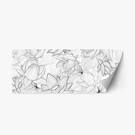 Adesivo riposizionabile fiori stilizzati in bianco e nero • Wallissimo®