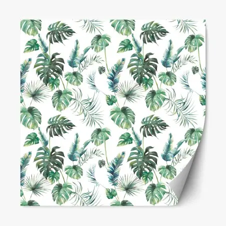 Adesivo riposizionabile motivo foglie tropicali acquerellate • Wallissimo®