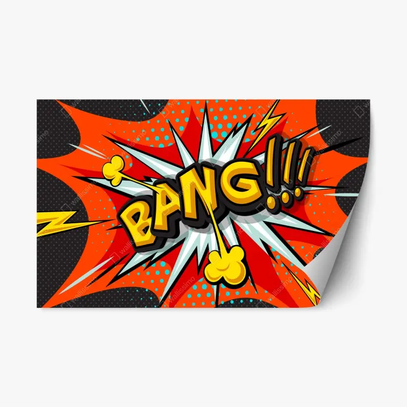 Adesivo riposizionabile esplosione pop art fumetto con onomatopea bang