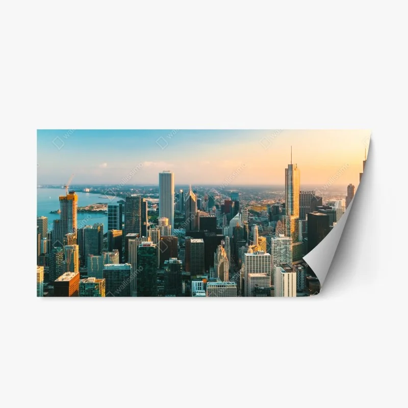 Adesivo riposizionabile tramonto su Chicago: skyline metropolitano
