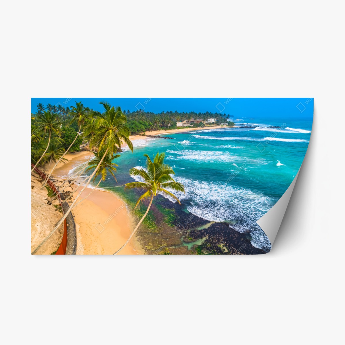 Adesivo riposizionabile paradiso tropicale sulla costa • Wallissimo®