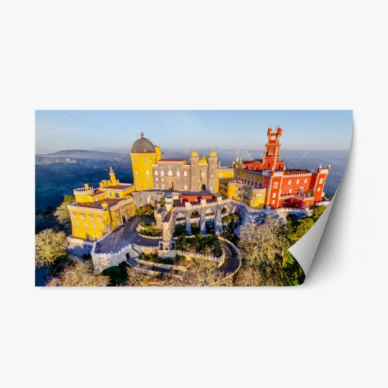 Adesivo riposizionabile splendida veduta del castello colorato di Sintra, Portogallo