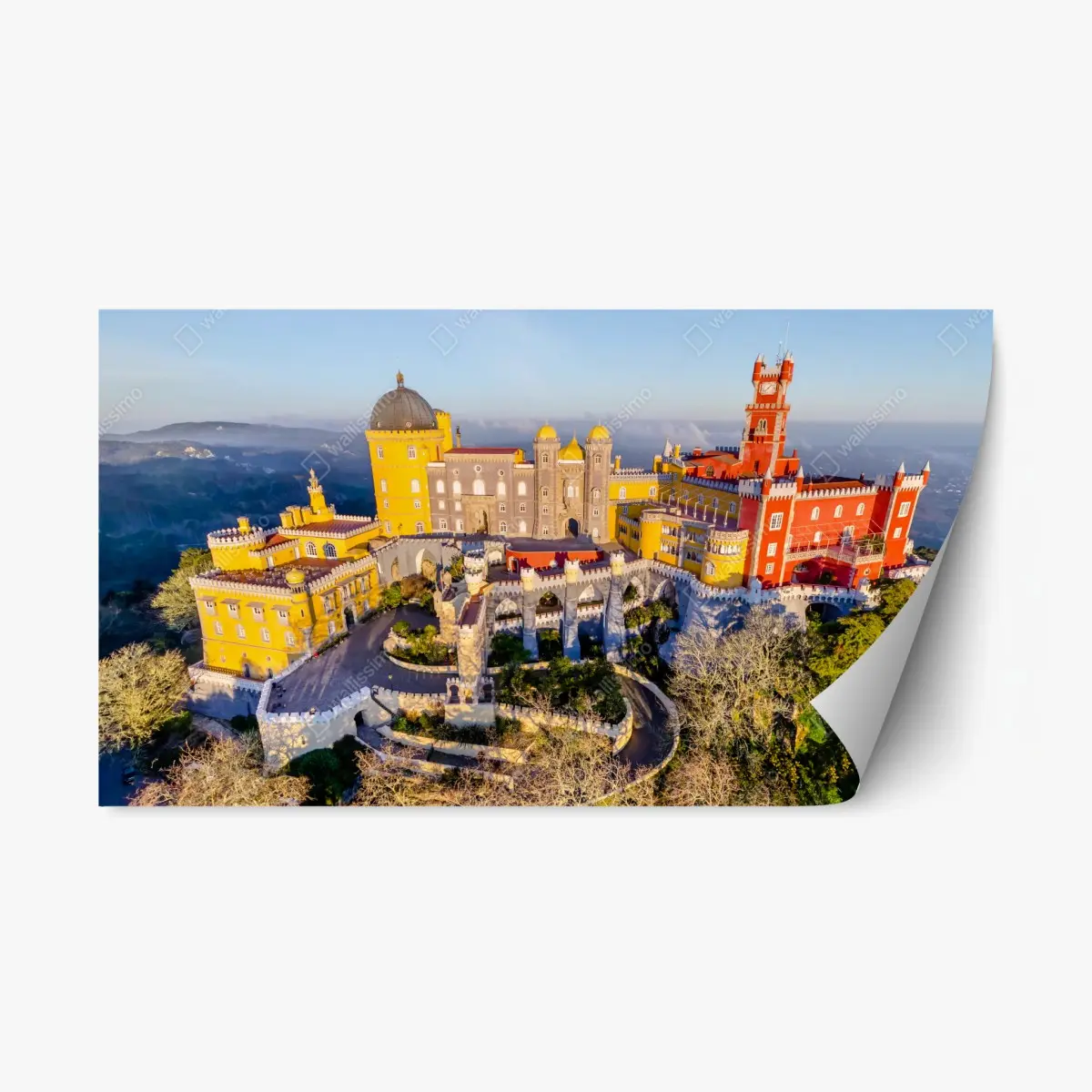 Adesivo riposizionabile splendida veduta del castello colorato di Sintra, Portogallo • Wallissimo®