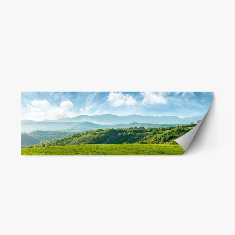 Adesivo riposizionabile panorama primaverile sulle colline verdi