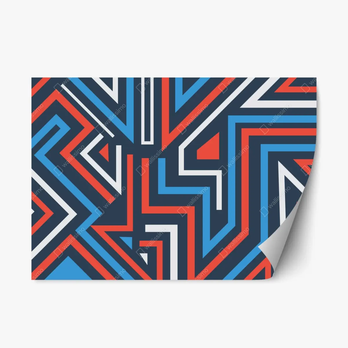 Adesivo riposizionabile composizione geometrica astratta colori blu e rosso • Wallissimo®