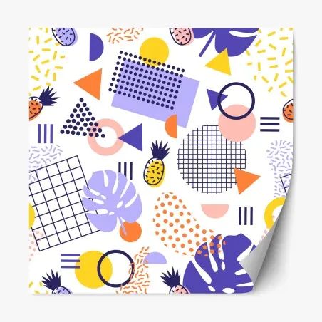 Adesivo riposizionabile motivo tropicale geometrico estivo • Wallissimo®