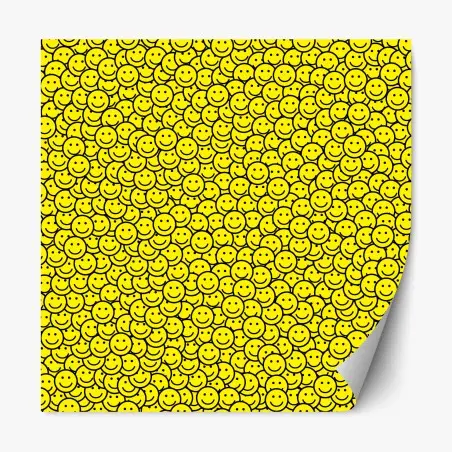 Adesivo riposizionabile motivo di faccine sorridenti gialle • Wallissimo®