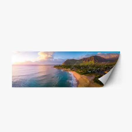 Adesivo riposizionabile tramonto tropicale sulla costa • Wallissimo®