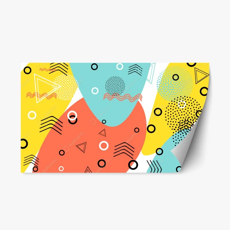 Adesivo riposizionabile motivo geometrico pop dai colori vivaci