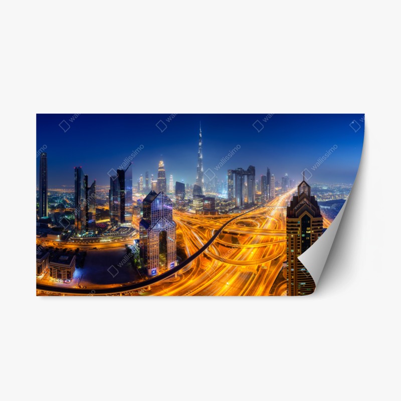 Adesivo riposizionabile panoramica notturna di Dubai