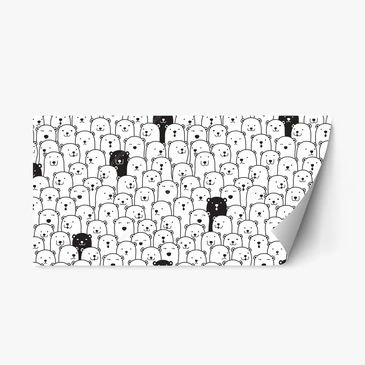 Adesivo riposizionabile motivo di orsi minimal in bianco e nero • Wallissimo®