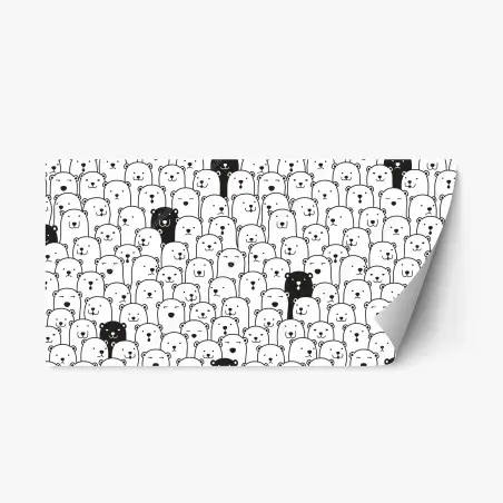 Adesivo riposizionabile motivo di orsi minimal in bianco e nero • Wallissimo®