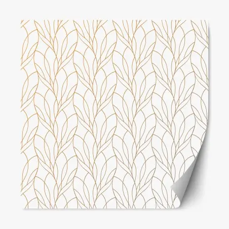 Adesivo riposizionabile elegante motivo di foglie dorate • Wallissimo®