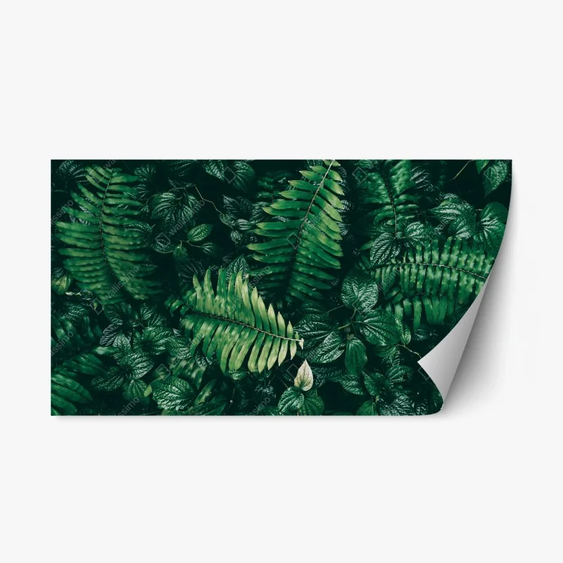 Adesivo riposizionabile giungla verticale: fogliame tropicale in verde scuro