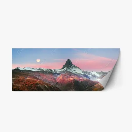 Adesivo riposizionabile tramonto autunnale sul Cervino • Wallissimo®