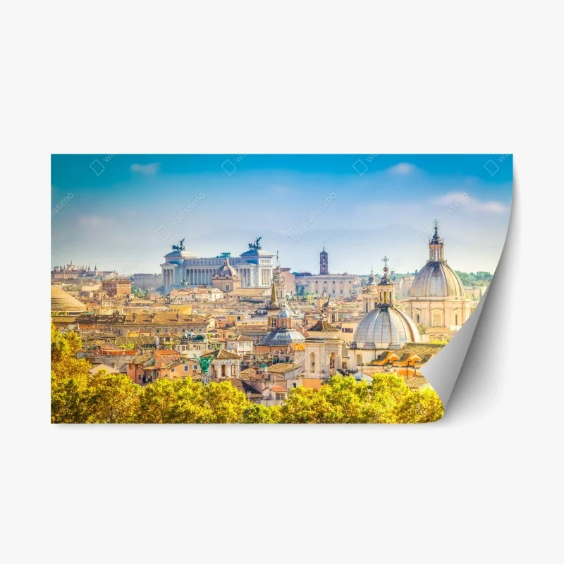Adesivo riposizionabile skyline storico di Roma al tramonto