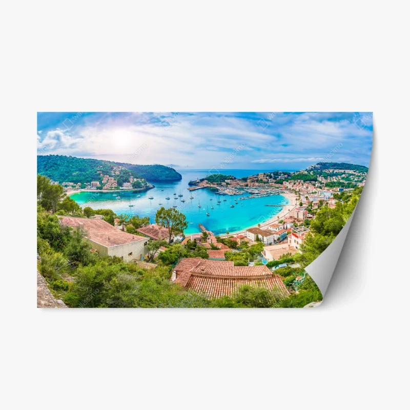 Adesivo riposizionabile splendido panorama marino di Port de Sóller, Mallorca