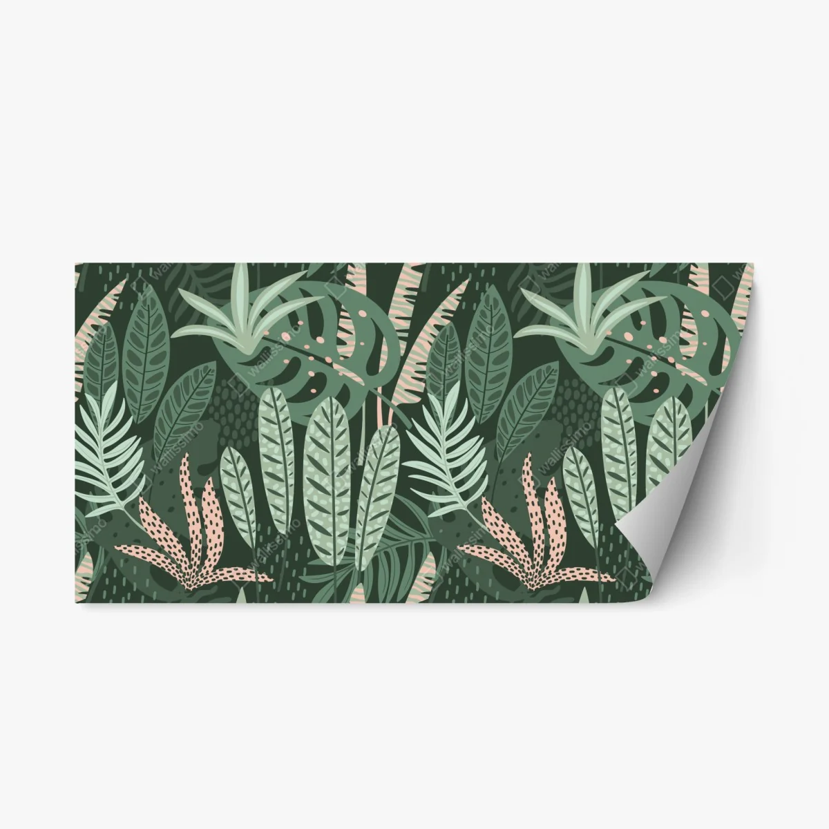 Adesivo riposizionabile murale botanico foglie tropicali in verde • Wallissimo® Adesivo riposizionabile murale botanico foglie tropicali in verde • Wallissimo®
