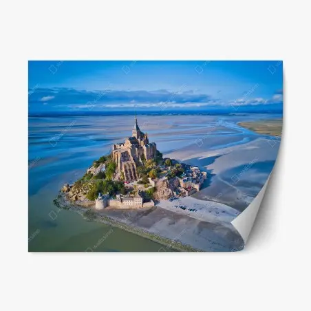 Adesivo riposizionabile panorama aereo di Mont Saint-Michel • Wallissimo®
