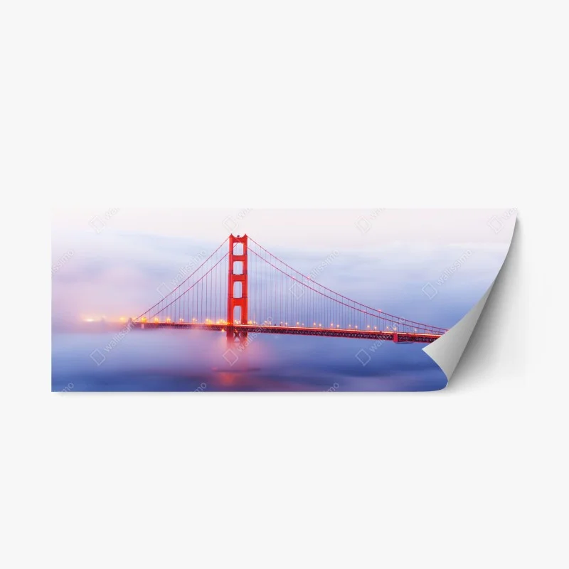 Adesivo riposizionabile tramonto sul Golden Gate nella nebbia