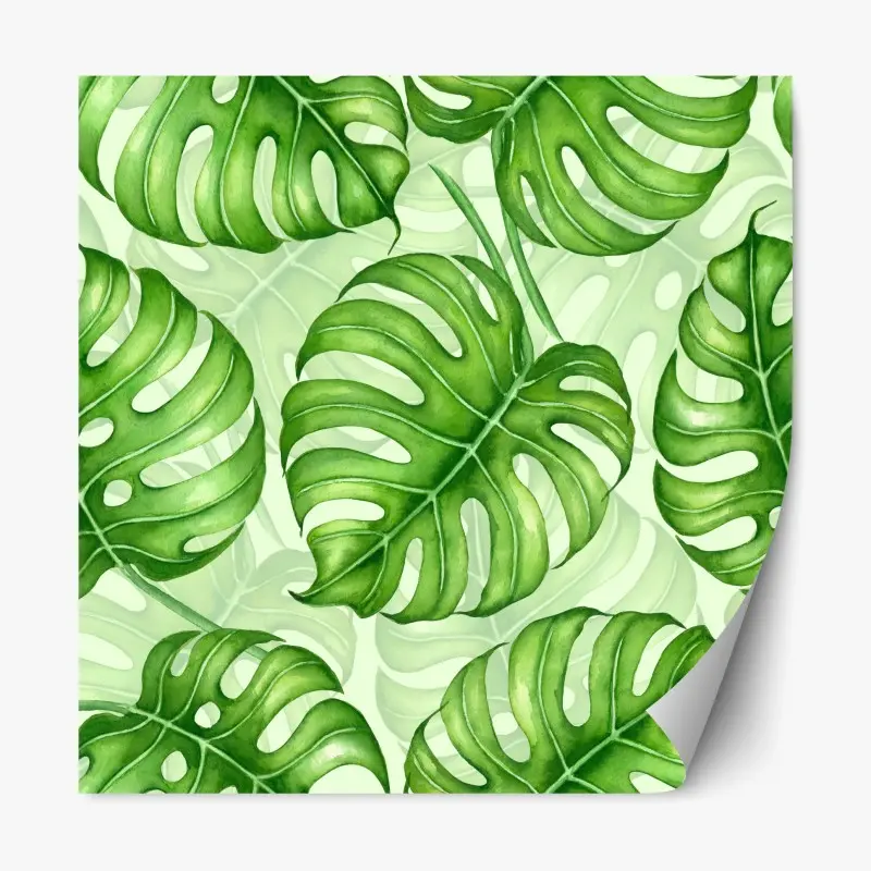 Adesivo riposizionabile motivo botanico di foglie di monstera in acquerello