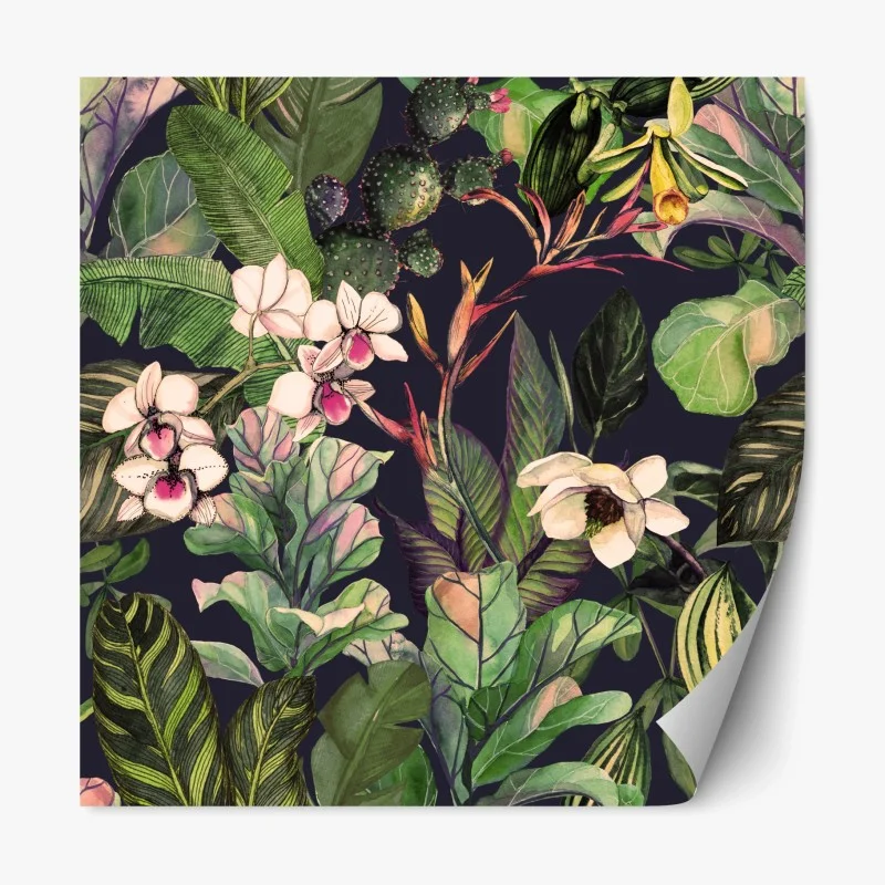 Adesivo riposizionabile motivo botanico tropicale acquerellato