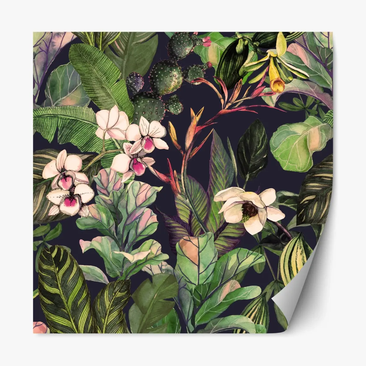 Adesivo riposizionabile motivo botanico tropicale acquerellato • Wallissimo®