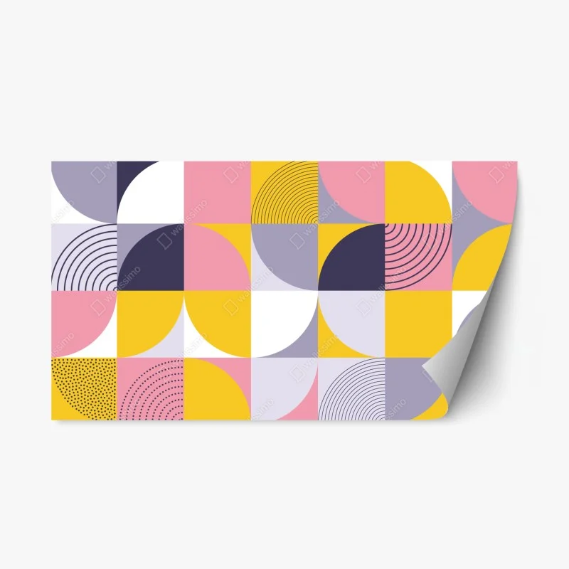 Adesivo riposizionabile motivo geometrico vivace a blocchi di colore