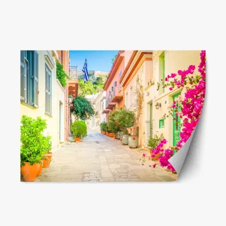 Adesivo riposizionabile angolo fiorito di Atene • Wallissimo®