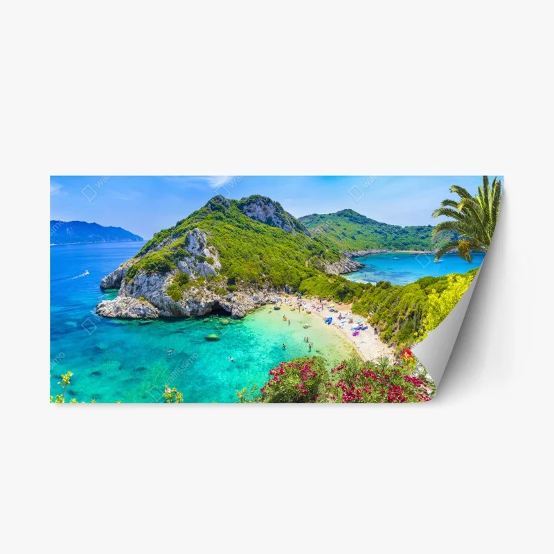 Adesivo riposizionabile panorama incantevole di Porto Timoni, Corfù