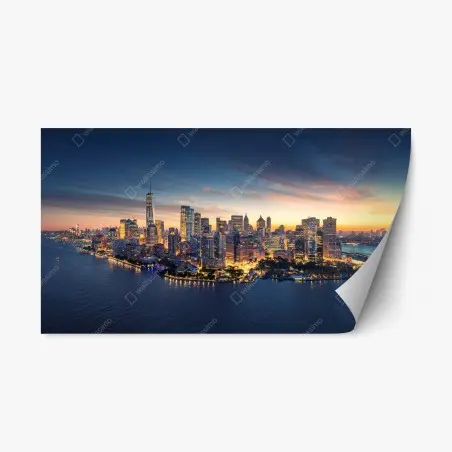 Adesivo riposizionabile panorama di Manhattan all'alba • Wallissimo®