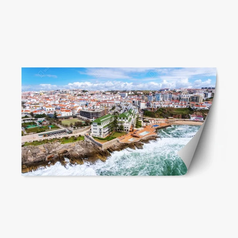 Adesivo riposizionabile veduta costiera panoramica con onde e scogli
