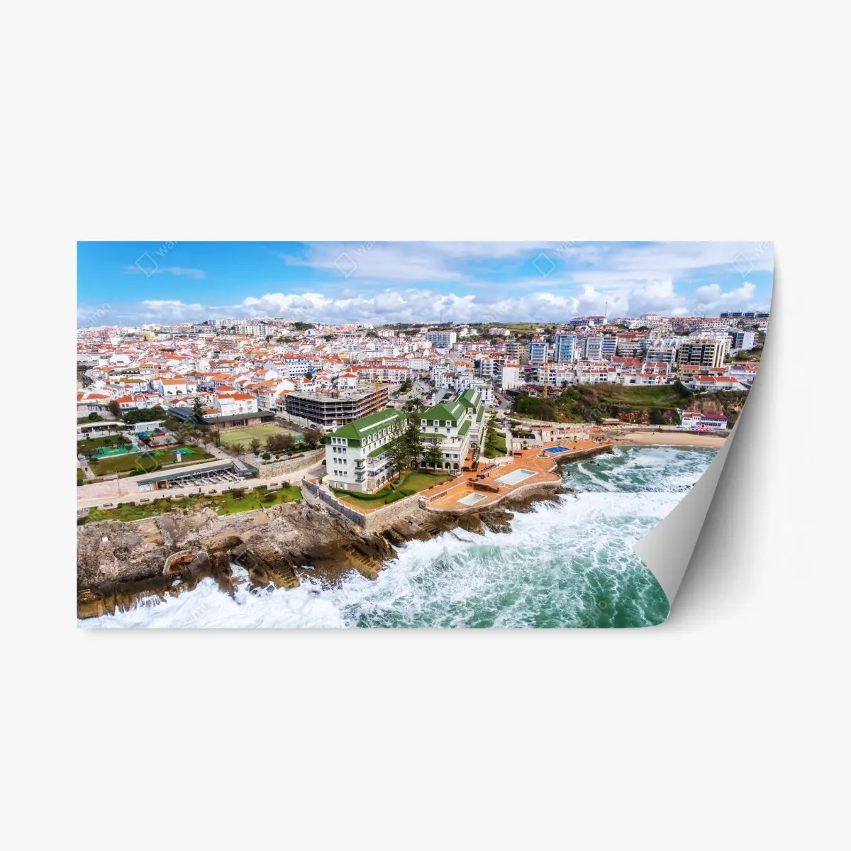 Adesivo riposizionabile veduta costiera panoramica con onde e scogli • Wallissimo®