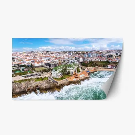 Adesivo riposizionabile veduta costiera panoramica con onde e scogli • Wallissimo®
