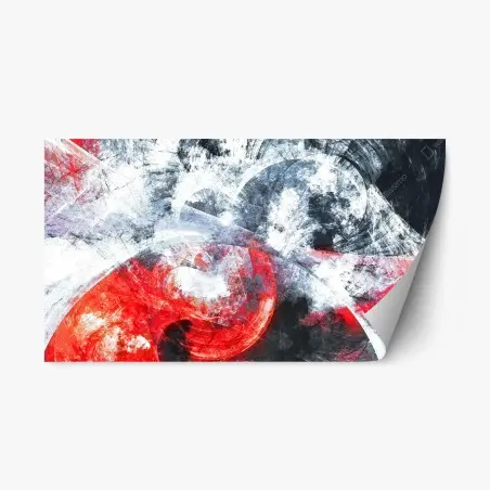 Adesivo riposizionabile vortice frattale rosso e bianco • Wallissimo®