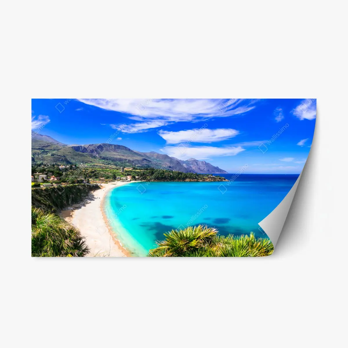 Adesivo riposizionabile panorama costiero dalle acque turchesi • Wallissimo®