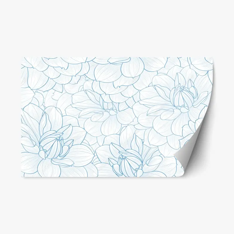 Adesivo riposizionabile motivo floreale a linee sottili color azzurro