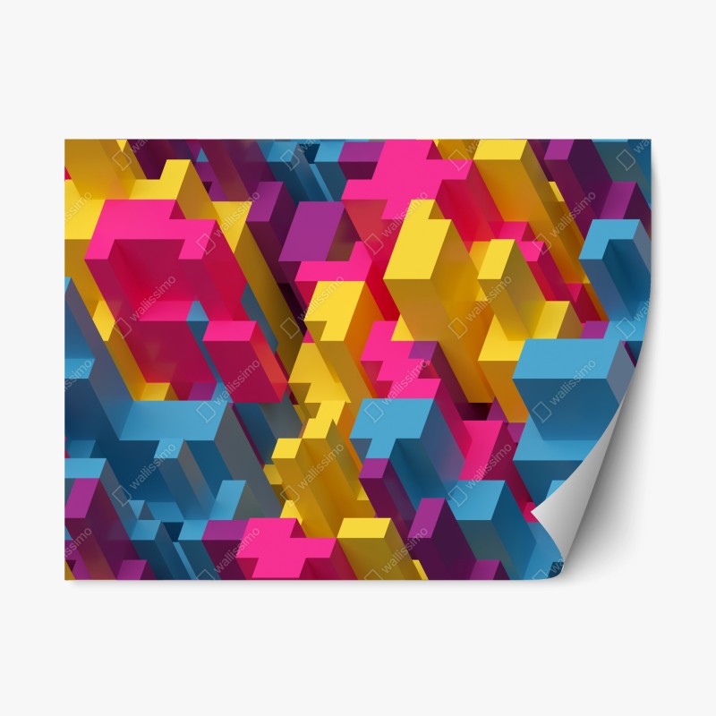 Adesivo riposizionabile mosaico voxel colorato e geometrico
