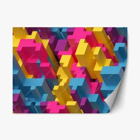 Adesivo riposizionabile mosaico voxel colorato e geometrico • Wallissimo®
